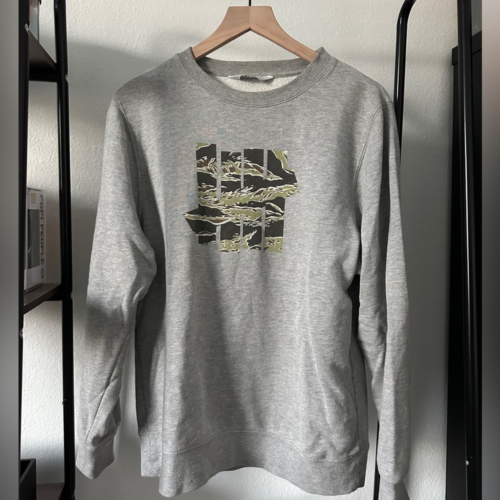 Gray Undefeated Tiger Stripe Logo Crewneck Sweater